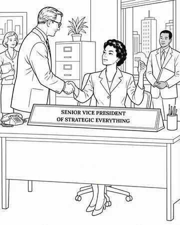 The black-and-white page of the same scene: Title Inflation